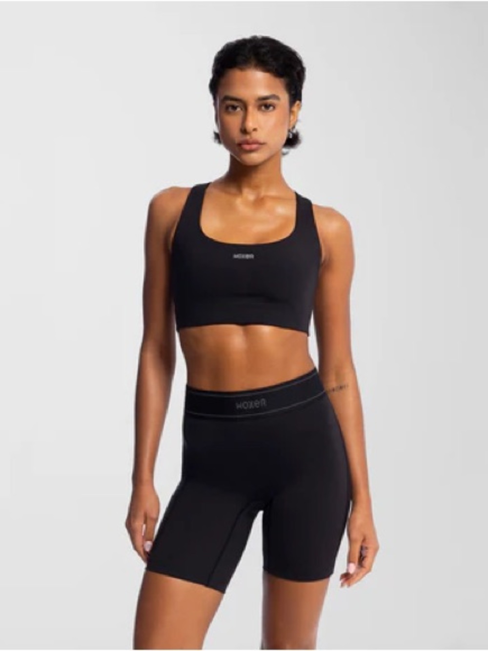 Woxer Navy Blue Sports Bra and Bike Shorts Set